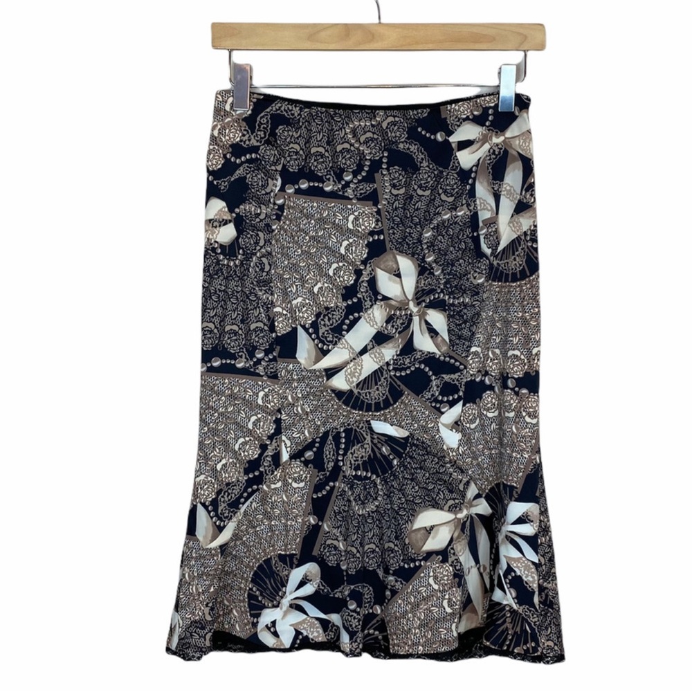 Karen Millen Fan Bows Pearls Pencil Skirt with Ruffle